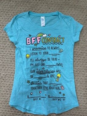 Justice Girls' Blue BFF Contract Short Sleeve Tee